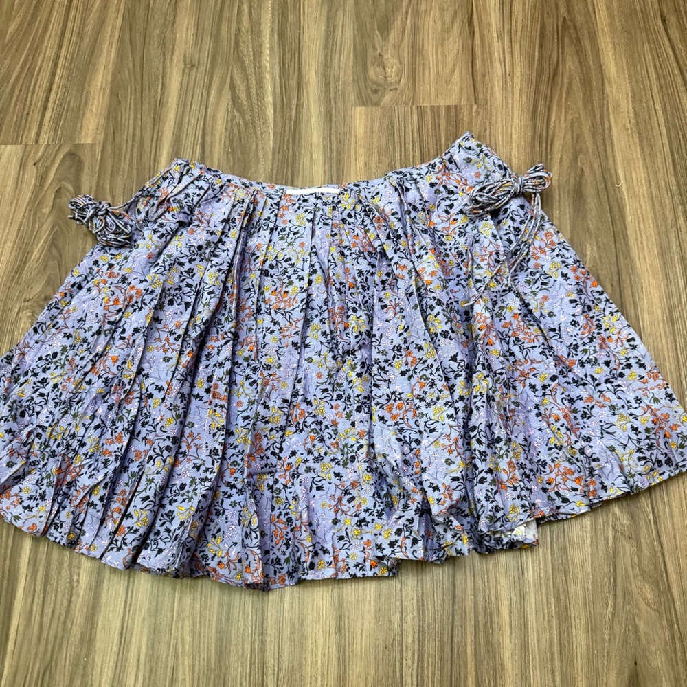 Elliette Floral Women's Skirt silk blend Sz 8 in Purple lined